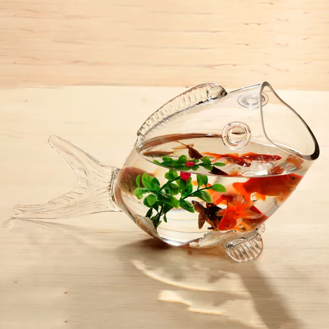 Fish-shaped Glass Fish Tank Small Desktop Aquarium home decoration fish figurine