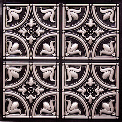 Decorative D148 Antique Silver PVC Faux Tin Ceiling Tiles 24 x 24 Lot of 25