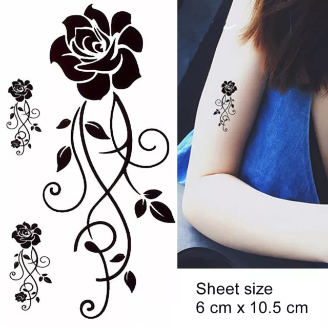 Rose Temporary tattoo tatoo flower black blossom thorn feminine love tattoos