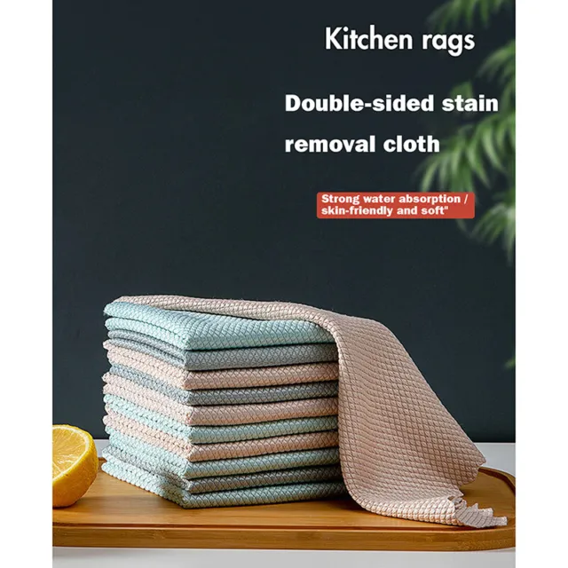 10X NanoScale Cleaning Cloths Streak-Free Miracle Kitchen Rag Reusable Dishcloth 10