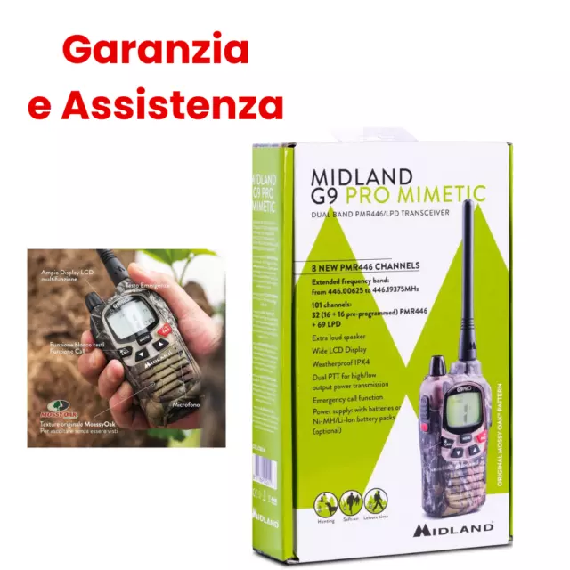 Midland G9 PRO mimetico,radio ricetrasmittente Walkie Talkie Dual Band 40 canali