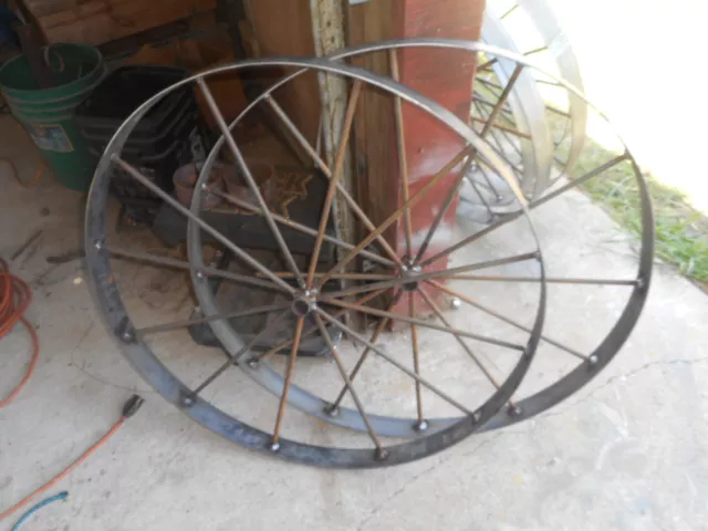 2) 30"  steel ornamental Iron Garden Wagon Wheel western rustic art