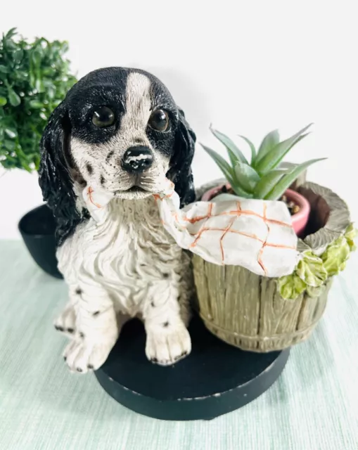 Petit pot à fleurs, plantes en forme de cocker chien en résine vintage.