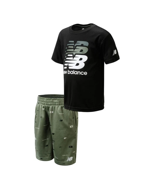 New Balance Little Kid Boys 2 Piece Logo Camo Effect Shorts Set Black Size 3T