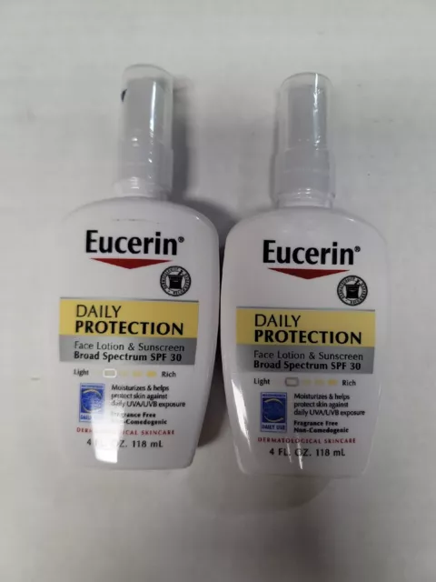 (2)Eucerin Daily Protection Face Lotion & Sunscreen 4oz, SPF 30,