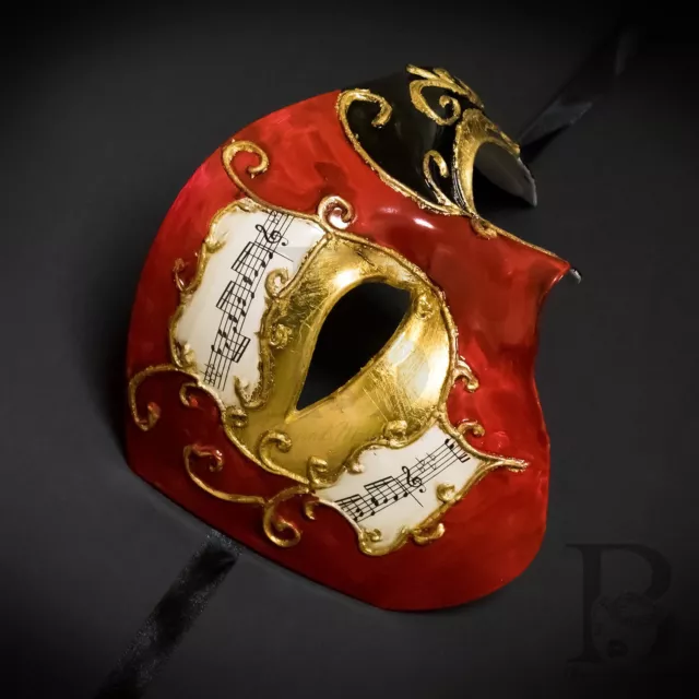 Mens Masquerade Mask Classic Musical Half Phantom of the Opera [Red/Black]