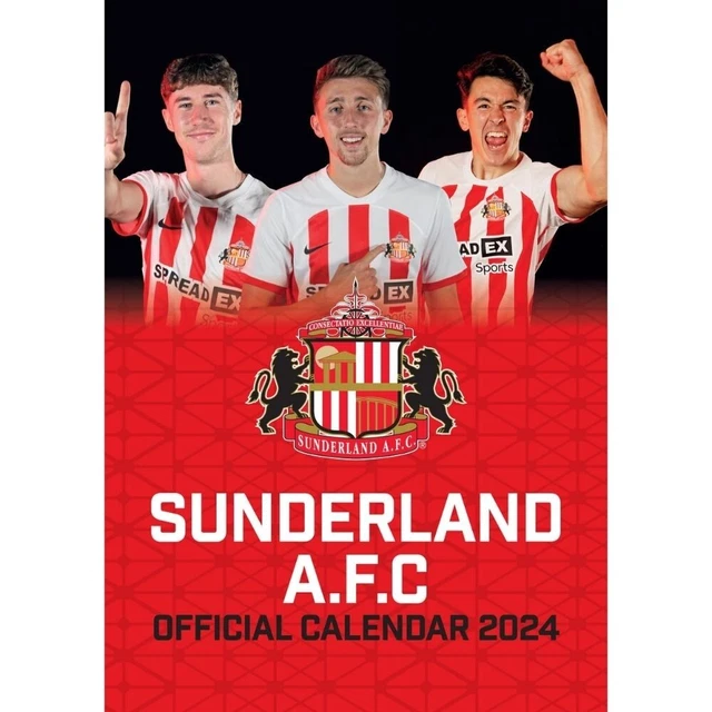 2024 CALENDAR SUNDERLAND AFC Month to View A3 Wall Hanging Football