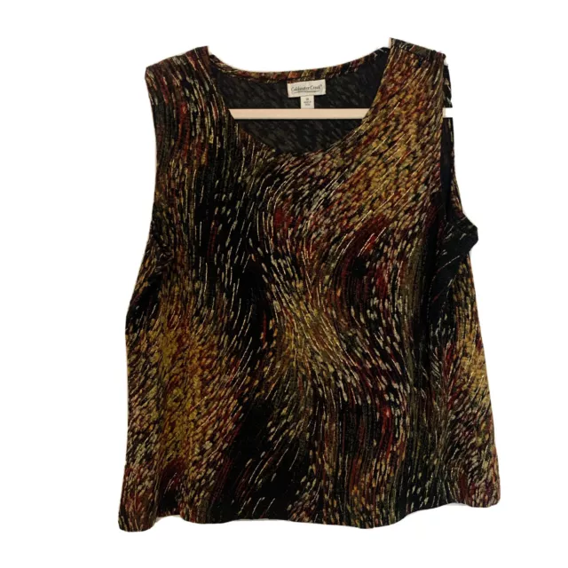 Coldwater Creek Plus Size 1X Multicolor Metallic Gauze Crinkle Stretch Tank