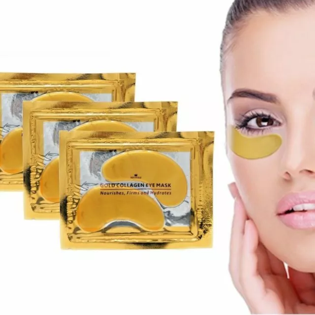 3 Pair Under Eye Mask Crystal Collagen Gel Pad Gold 24k Face Anti Aging Wrinkle