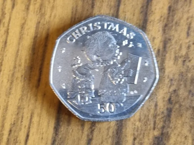 1989 Gibraltar Fifty Pence 50p coin : Christmas