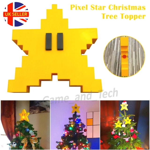 RETRO 8BIT SUPER Mario Star Tree Topper / Ornament NES Style, Retro