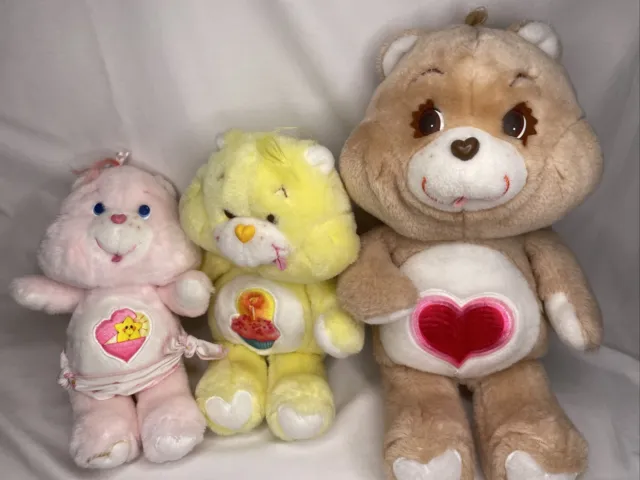 Vintage 1983 Care Bears Lot of 3 Baby Hugs Birthday Bear Tenderheart
