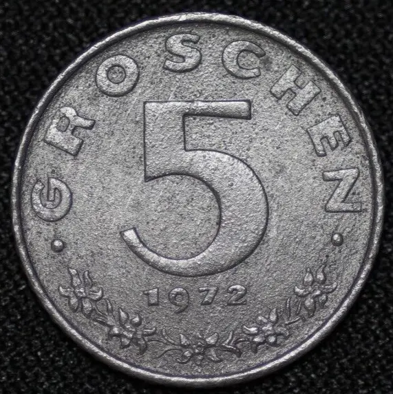 AUSTRIA ~ 1972 ~ 5 Groschen ~ Quality World Coin ☘️ W-#195 ☘️