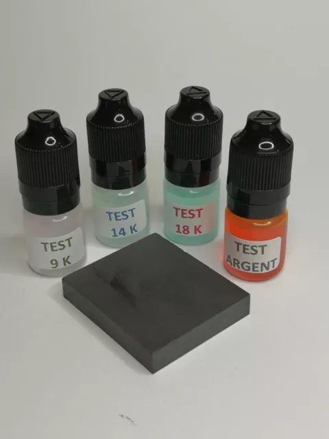 Kit 6 test testeur réactif or 9 14 18 et 24K argent platine acide