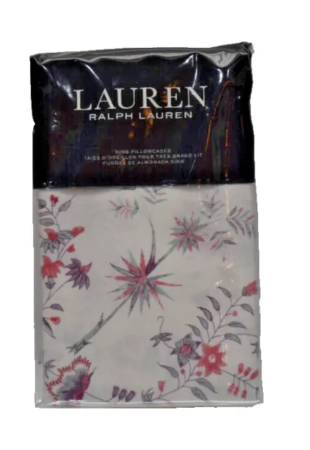 Lauren Ralph Lauren Maddie Blossom Two King Pillowcases Cream Multi New! NWT