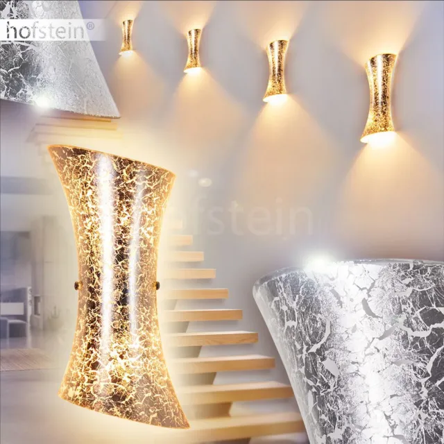 Wand Lampen moderne Wohn Schlaf Zimmer Flur Dielen Beleuchtung Glas silberfarben