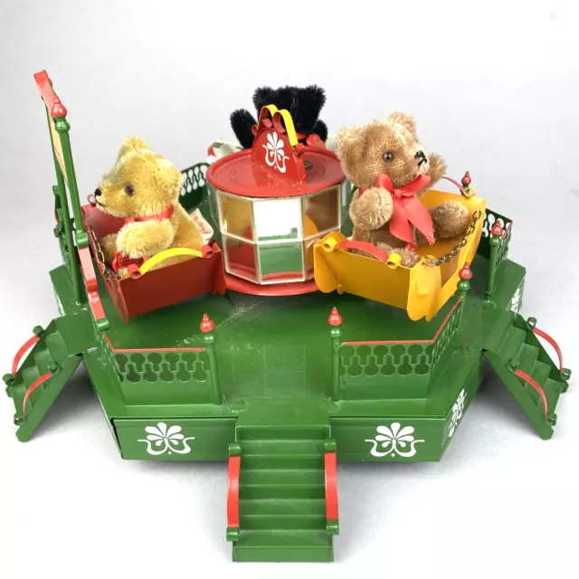 Vintage Hermann Teddy Bear MUSICAL Carousel + THREE Mini Mohair Bears 3