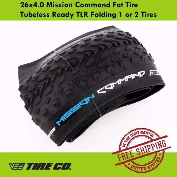 Vee Tire 26x4.0 Mission Command Fat Tire Tubeless Ready TLR Folding 1 or 2 Tires