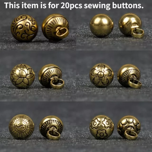 20Pcs Solid Brass Shank Buttons Retro Button Repair Clothing DIY Sewing Crafts