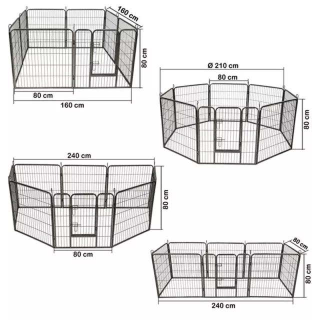 RECINTO PER CANE GATTO PIEGHEVOLE ESTERNO DA GIARDINO 8 PANNELLI 80x80CM 3