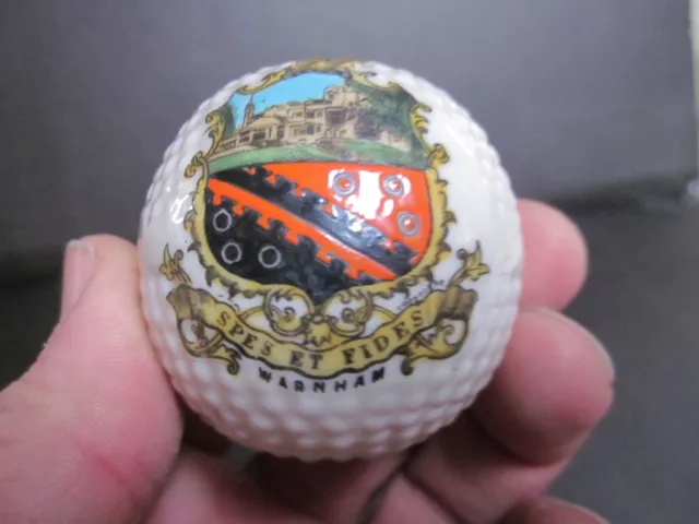 Vintage Carlton Crested Ware Warnnam Crest Model Ancient Golf Ball 2