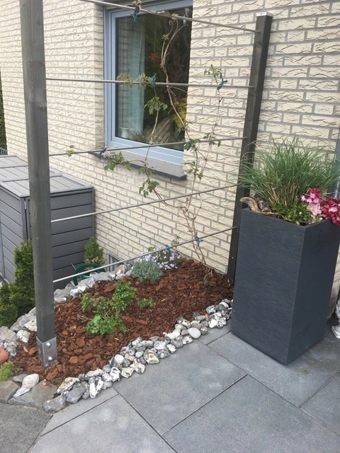 RANKMANUFAKTUR DESIGN SPALIER Alu Edelstahl Rankhilfe Rankgitter HOLZ ...