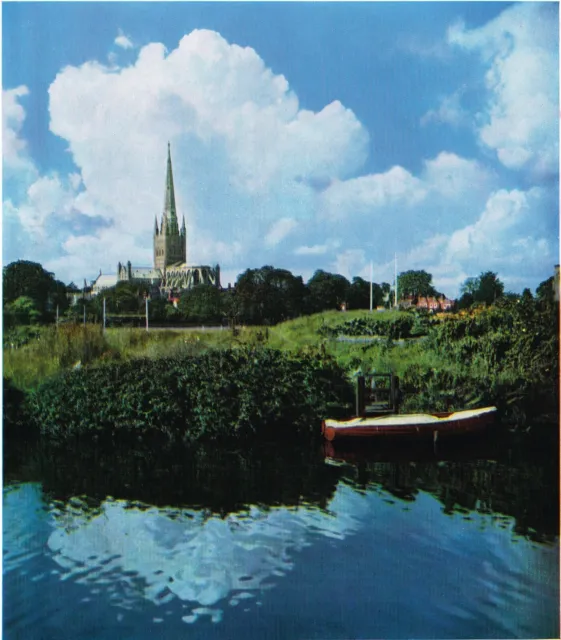 Norwich Cathedral Norfolk Vintage Picture Print Colour 1960 CLPBOBI2#47