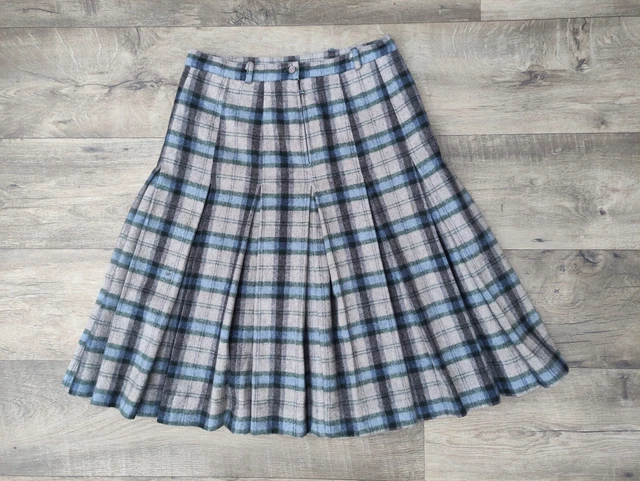 Vintage 80S Jupe Tartan Plissé Laine Plaid Taille 46 2