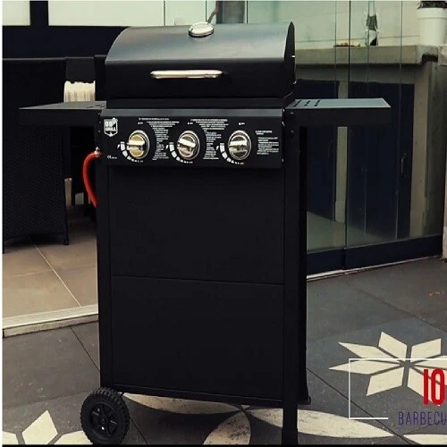 Outtrade Gasbarbecue IOWA BBQ Standgrill Grillwagen Gasgrill mit 3 Brennern 9 kW