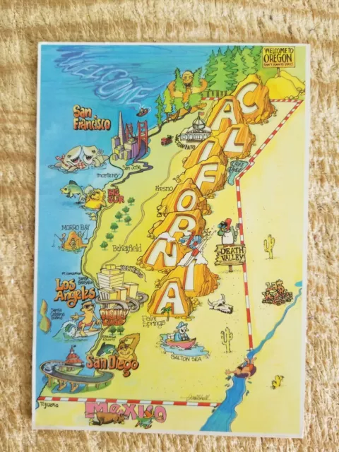 The Map Of California.vtg Larger Postcard