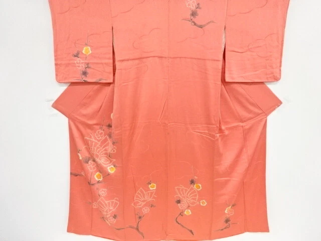 40159# Japanese Kimono / Antique Kimono / Shibori / Butterfly & Ume Blossoms