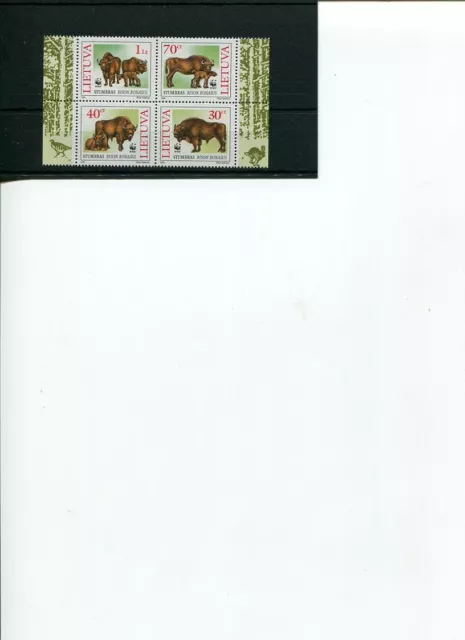 1996 WWF LITHUANIA European Bison 4V set MNH POST-FREE