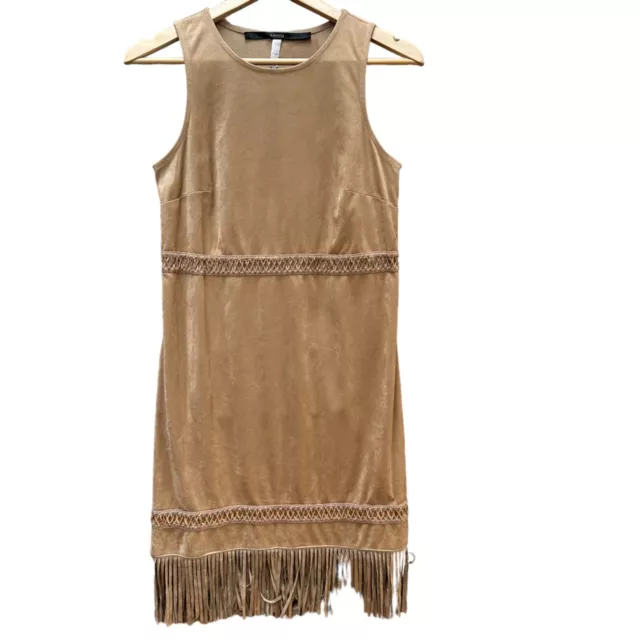 Kensie Boho Faux-Suede Dress Fringe on Bottom Sleeveless Women's Size XS