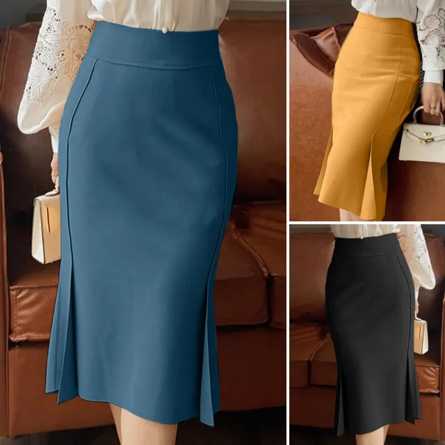 UK Women High Waist Bodycon Pencil Slim Skirt Formal Work Office Ladies Skirts