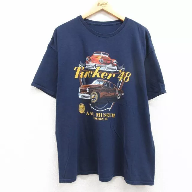 Xl/Used Short Sleeve T-Shirt Men'S Car Classic Tucker Large Size Crew Neck Navy