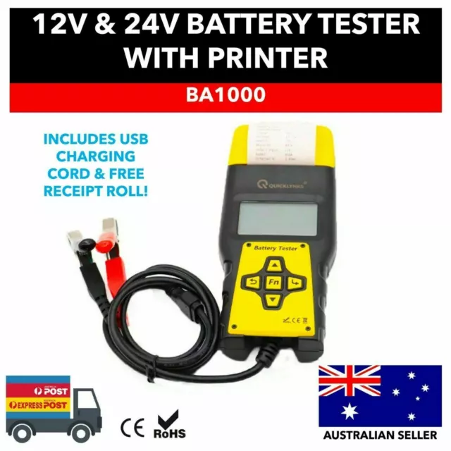 12V 24V Car Battery Tester Analyzer Printer Built in BA1000 100-2000CCA AGM