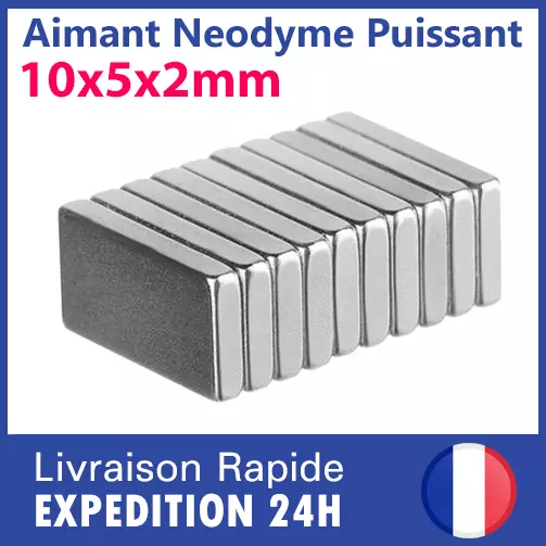 Lot aimant neodyme N35 10mm x 5mm x 2mm magnet frigo rectangulare puissant petit