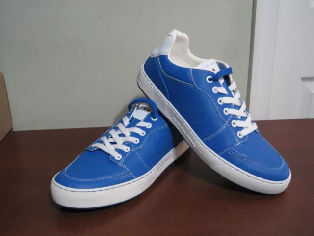Zapatos de golf Duca Del Cosma Giordano para hombre EE. UU. 9 ITA 42 azul blanco NUEVO