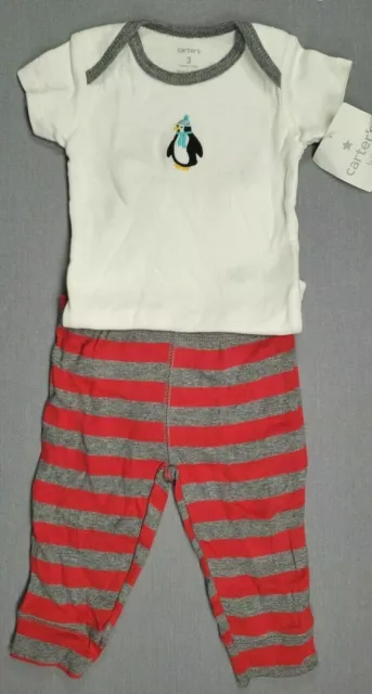 New Baby Boy Clothes Vintage Carter's 3 Month 2Pc Penguin Outfit