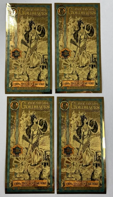 2021 $5 Sophia Nevada Goldbacks Lot of Four