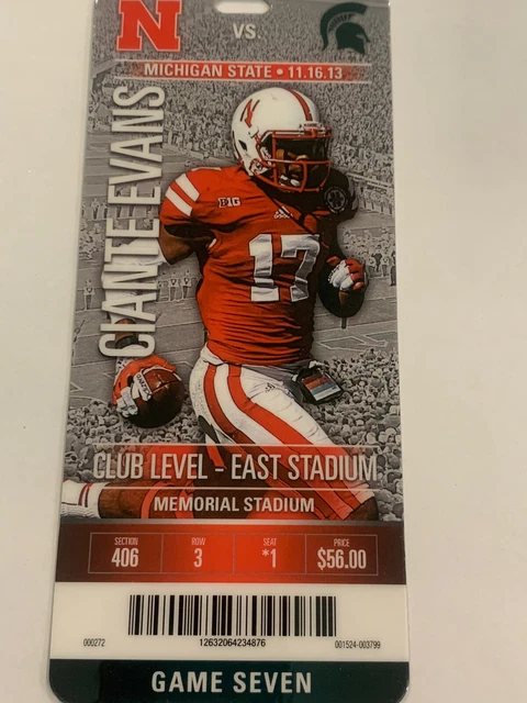 2013 Michigan State Spartans Vs Nebraska Cornhuskers Ticket Memorial Stadium