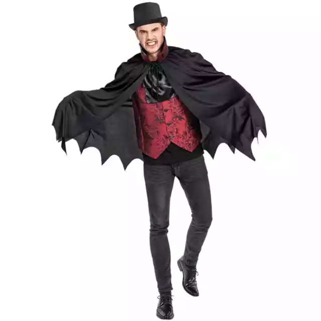 3 tlg Herren Dracula Vampir Kostüm Horror Lord Dark Halloween Karneval Umhang
