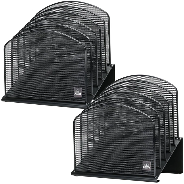 Inclined Desk File Organizer: 2 Pack, 5 Slot Folder Holder