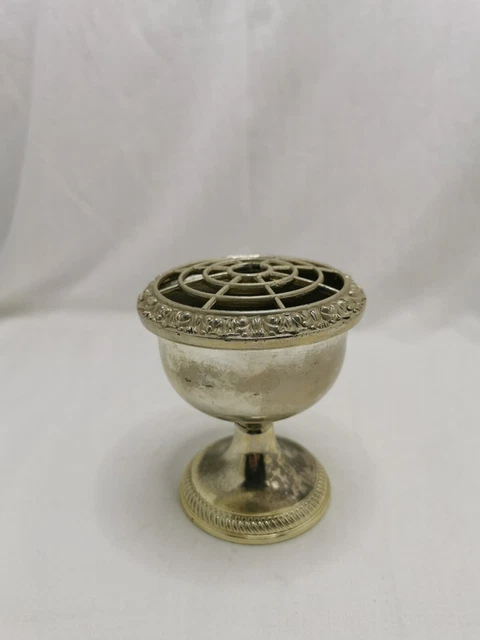 rose posy bowl flower frog vintage EPNS silver plated Grate Urn Vase 2