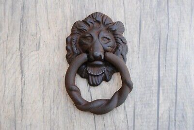 Vintage large Lion Head cast Iron door gate Chest Ring Pull drop Handle Knocker