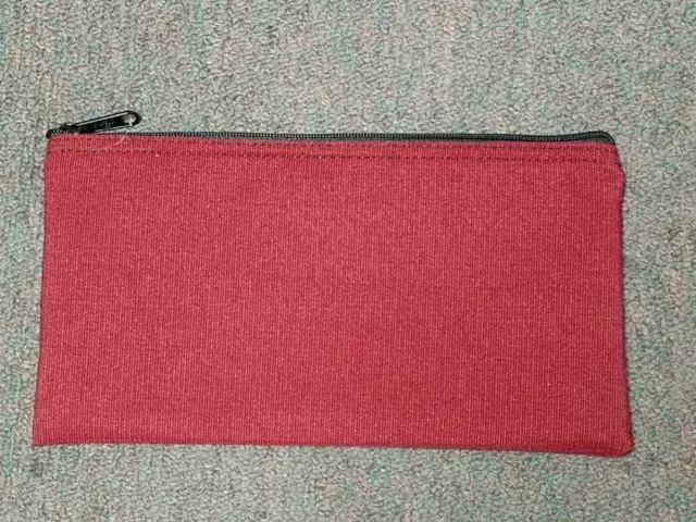 1 Brand New Heavy Dark Red Canvas Bank Deposit Money Bag Zippered