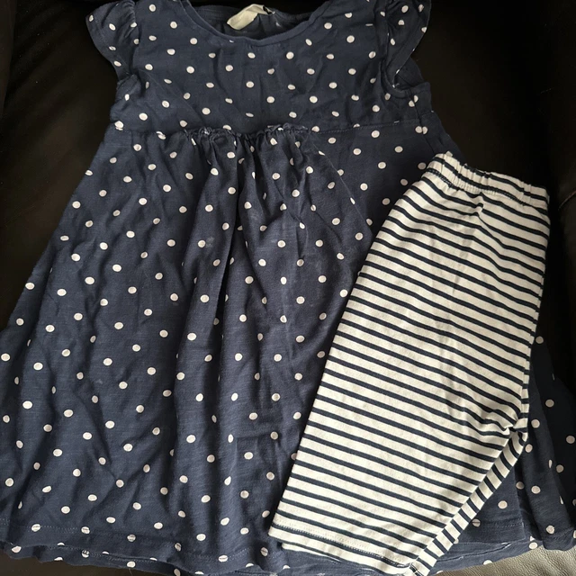 Girls Summer Outfit Shorts Dress Top T-Shirt Navy White NEXT 4-5 Years