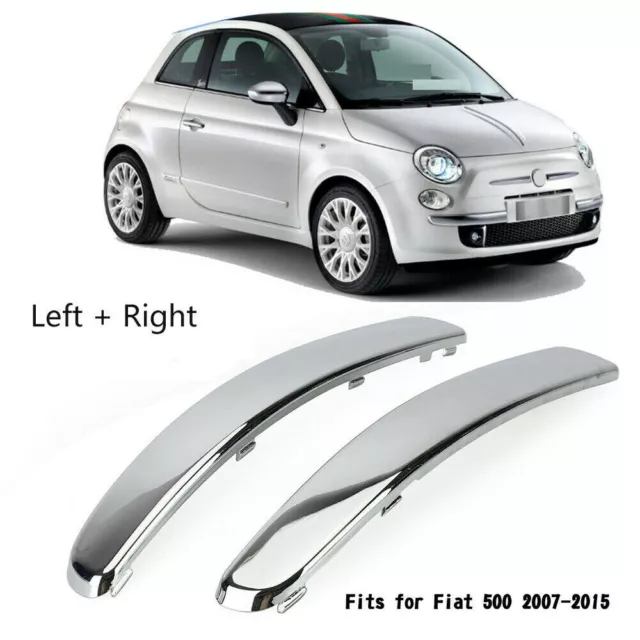 For Fiat 500 2007-2015 Lounge Front Bumper Molding Lower Chrome Trim Left+Right