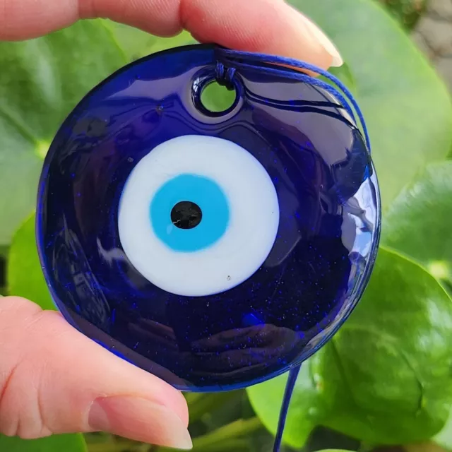 Large Handmade Turkish Evil Eye Nazar Home Wall Hanging Charm Blue Lucky Amulet