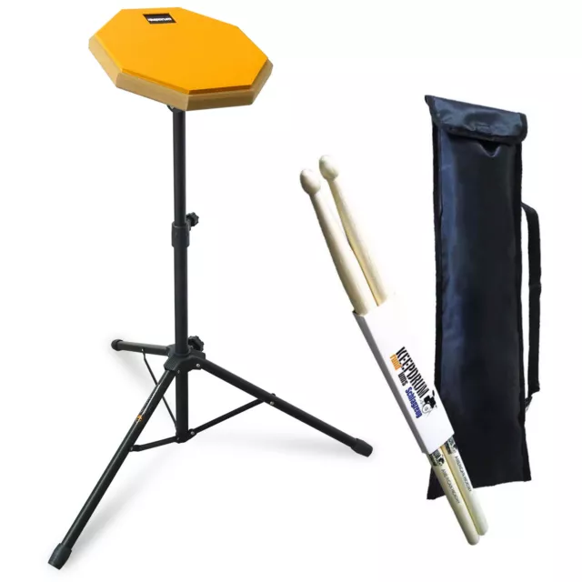 keepdrum DPOR8 Übungspad Practice Pad Orange 8 Zoll + Stativ + Drumsticks